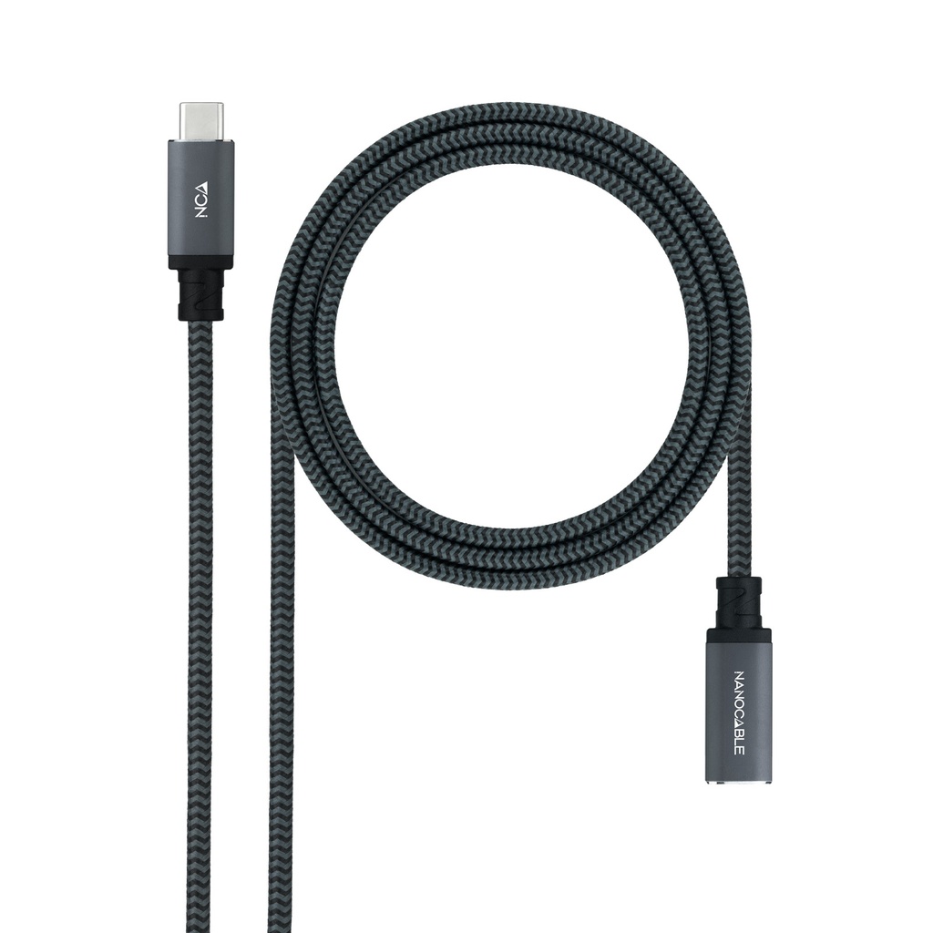 CABLE USB-C 3.2 Gen2x2 20Gbp 100W/5A MALLADO USB-C/M-H 2 M NEGRO NANOCABLE
