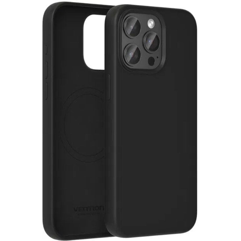 FUNDA SILICONA MAGSAFE IPHONE 15 PRO MAX NEGRO VENTION