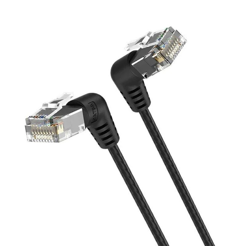 CABLE DE RED LATIGUILLO ACODADO RJ45 UTP CAT6A AWG32 0.5 M NEGRO VENTION