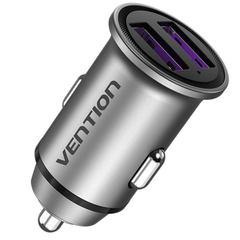 CARGADOR COCHE 2xUSB-A 30W GRIS VENTION