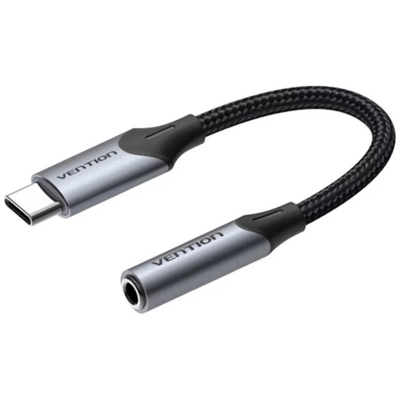 CONVERSOR USB-C/M A 2xJACK 3.5/M 0.10 M GRIS VENTION