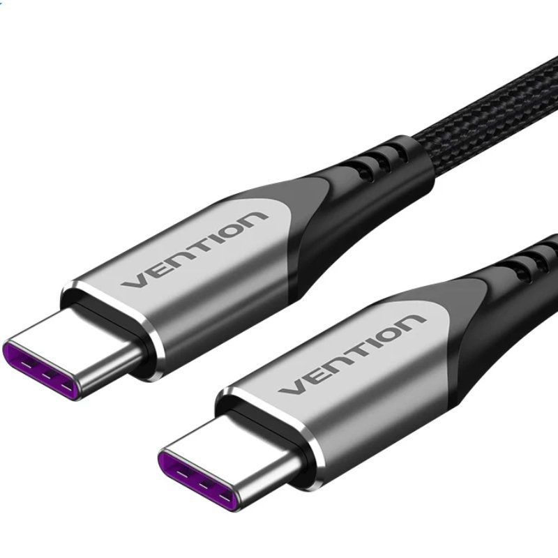 CABLE USB-C A USB-C 2.0 5A 100W 1.5 M GRIS VENTION