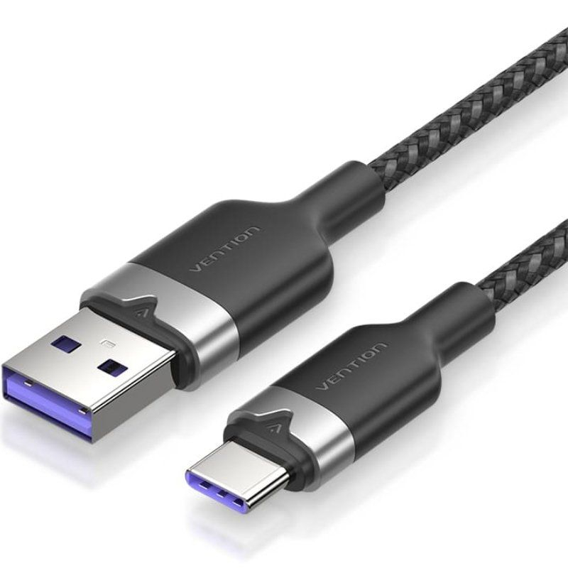 CABLE USB-A A USB-C M-M TRENZADO 2 M NEGRO VENTION