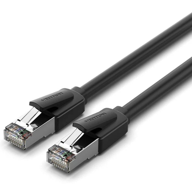 CABLE DE RED LATIGUILLO RJ45 CAT.8 SFTP AWG26 1 M NEGRO VENTION