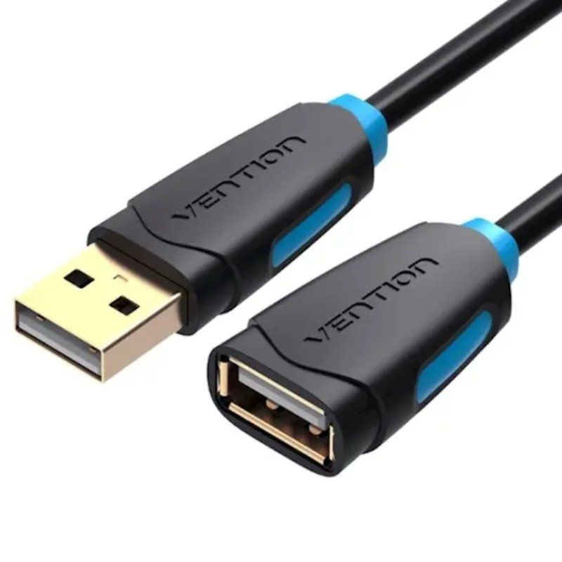 CABLE ALARGADOR USB 2.0 M/H CONECTOR DORADO 0.5 M NEGRO VENTION
