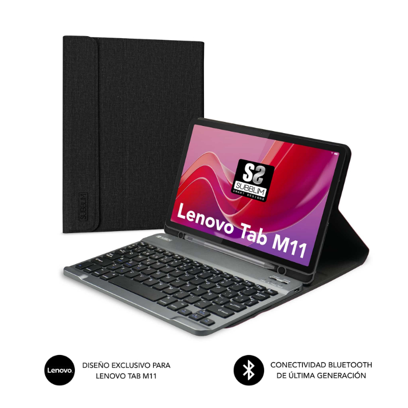 FUNDA + TECLADO TABLET KEYTAB PRO BT LENOVO M11 11" NEGRO SUBBLIM