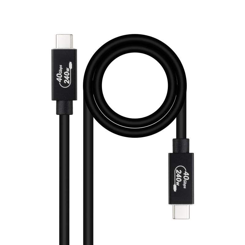 CABLE USB 4 GEN 3X2 40Gbps 5A/240W USB-C/M USB-C/M 1.8 M NEGRO NANOCABLE