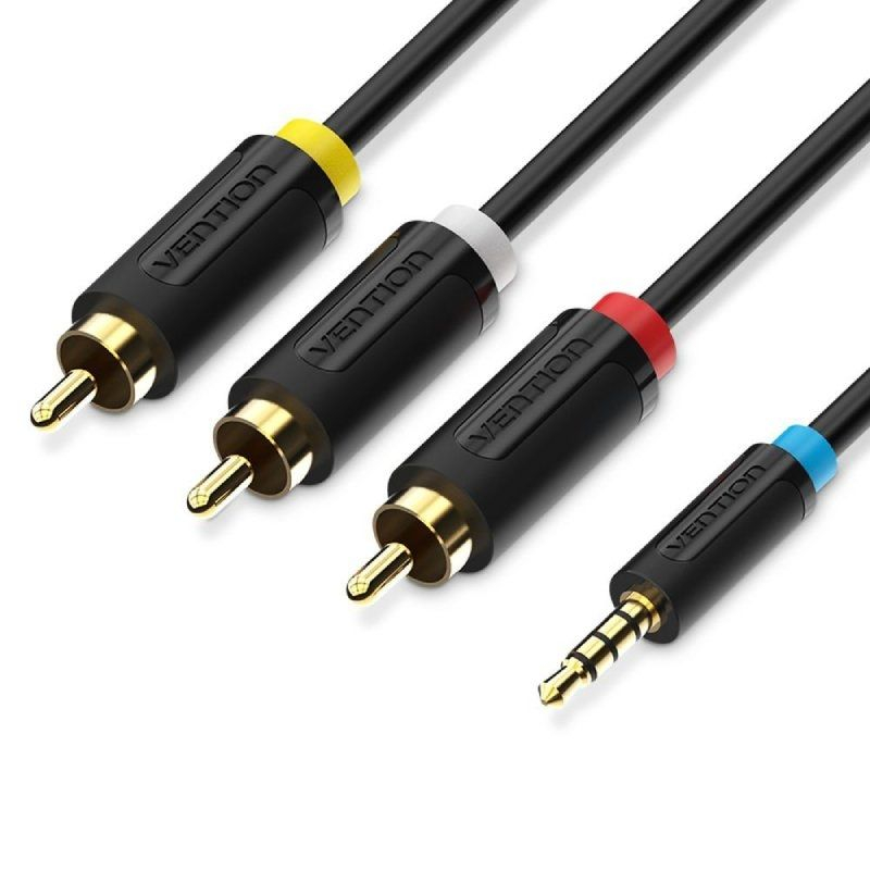 CABLE AUDIO ESTEREO JACK 3.5/M 3xRCA/M 1.5 M NEGRO VENTION