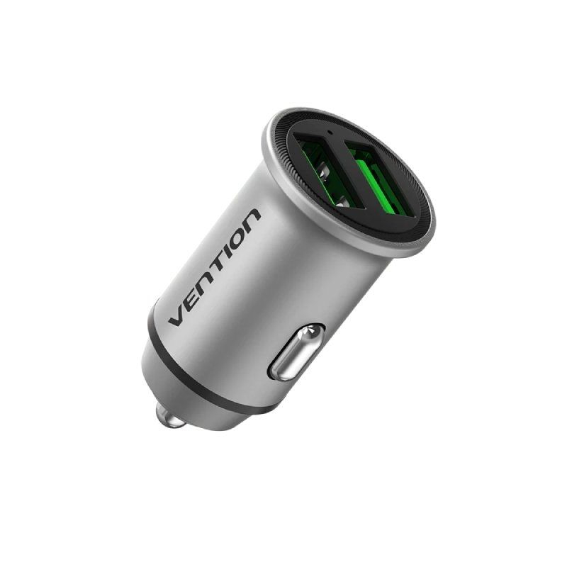CARGADOR COCHE 2xUSB-A 18W GRIS VENTION