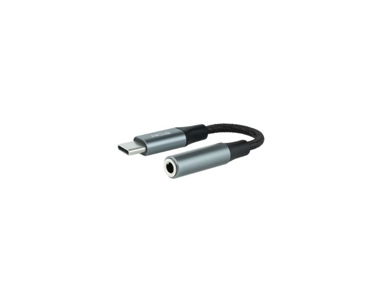 CABLE ADAPTADOR AUDIO USB-C/M A JACK 3.5/H 11CM NEGRO/GRIS NANOCABLE