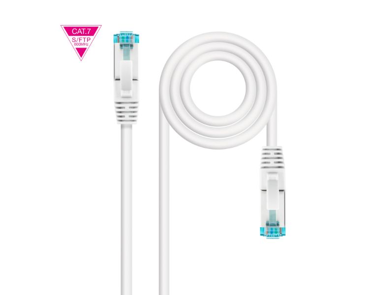 CABLE DE RED LATIGUILLO 600MHZ LSZH SFTP PIMF CAT7 AWG26 2 M BLANCO NANOCABLE