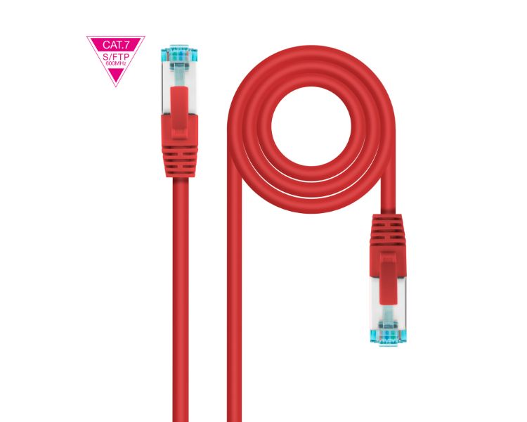 CABLE DE RED LATIGUILLO 600MHZ LSZH SFTP PIMF CAT7 AWG26 2 M ROJO NANOCABLE