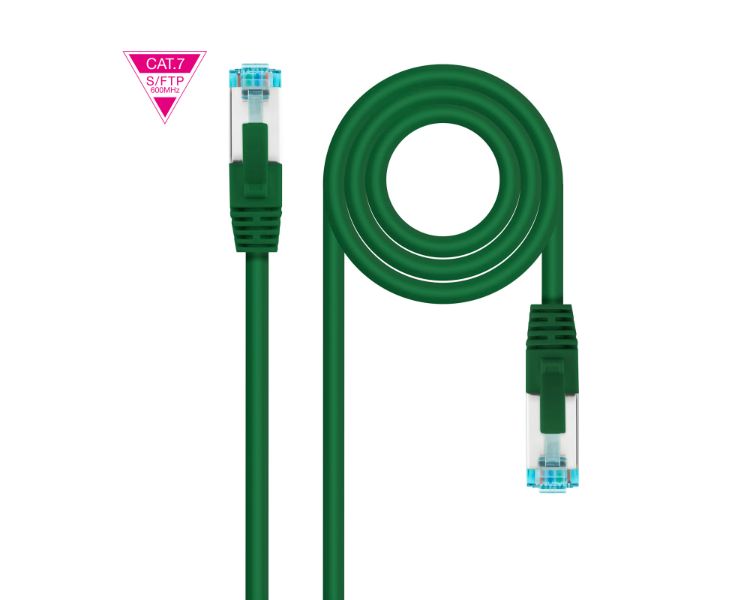 CABLE DE RED LATIGUILLO 600MHZ LSZH SFTP PIMF CAT7 AWG26 2 M VERDE NANOCABLE