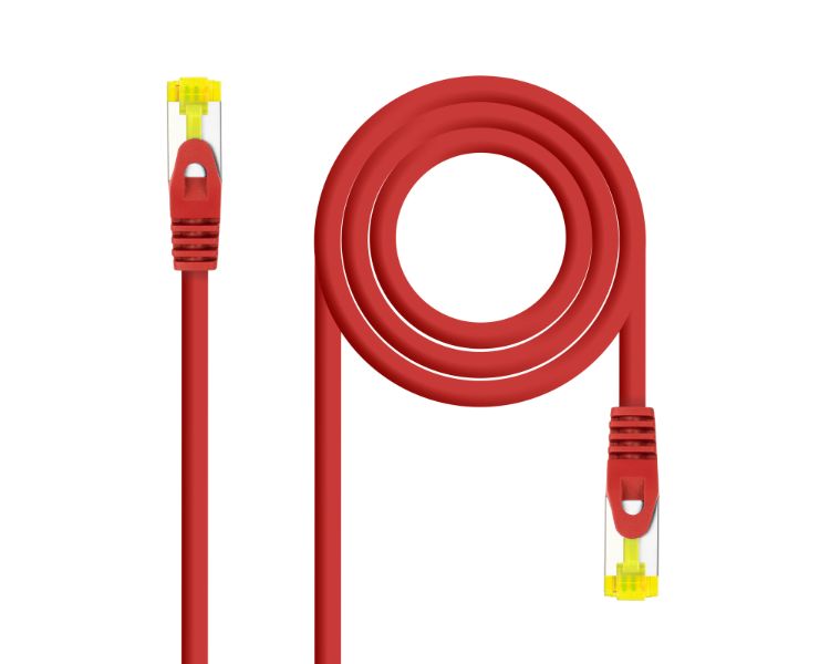 CABLE DE RED LATIGUILLO RJ45 SFTP CAT6A AWG26 0.25 M ROJO NANOCABLE
