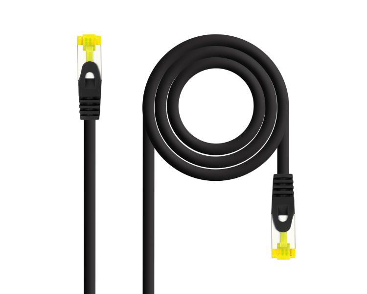 CABLE DE RED LATIGUILLO RJ45 SFTP CAT6A AWG26 0.25 M NEGRO NANOCABLE