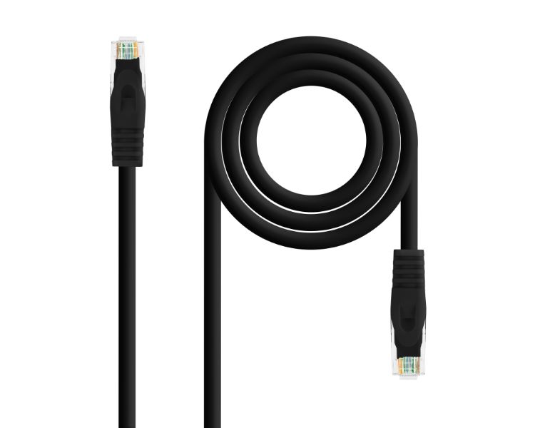 CABLE DE RED LATIGUILLO RJ45 UTP CAT6A AWG24 LSZH 0.30 M NEGRO NANOCABLE