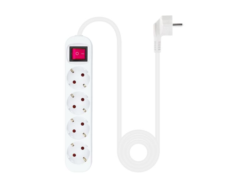 REGLETA PROTECTORA 4 TOMAS CON INTERRUPTOR BLANCO NANOCABLE