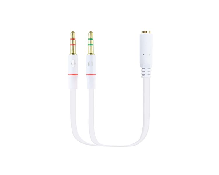 CABLE ADAPTADOR AUDIO JACK 3.5/H 2 JACK 3.5/M 20CM BLANCO NANOCABLE