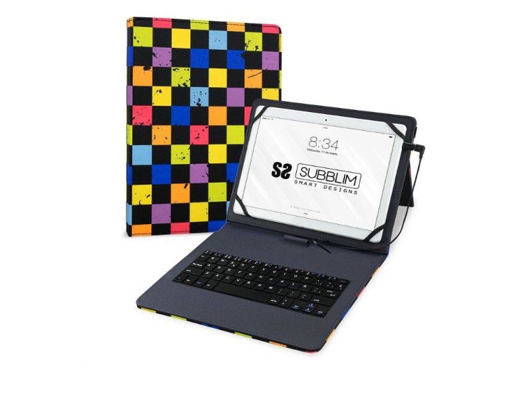FUNDA + TECLADO TABLET KEYTAB USB 10.1" SQUARES SUBBLIM