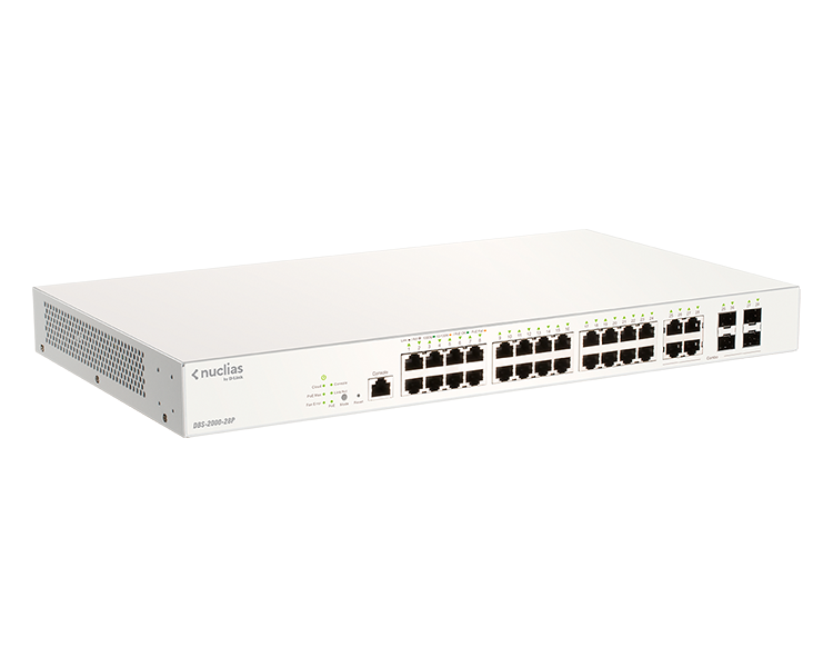 D-LINK SWITCH SMART NUCLIAS CLOUD 28 PUERTOS 10/100/1Gbit w/4 Gbit.SFP 193W PoE+