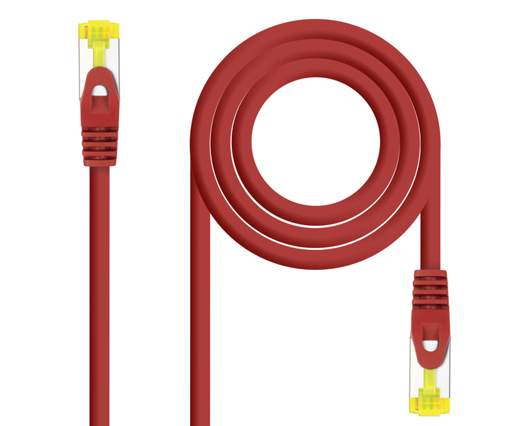 CABLE DE RED LATIGUILLO RJ45 SFTP CAT6A AWG26 0.5 M ROJO NANOCABLE