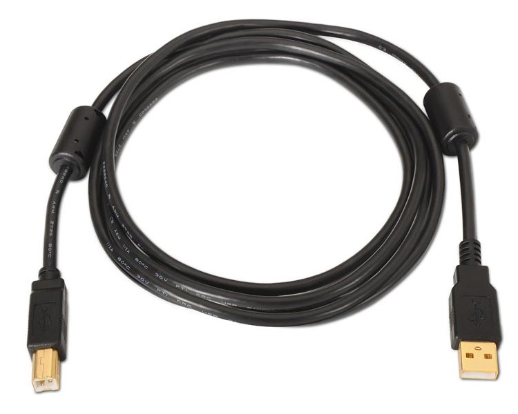 CABLE USB 2.0 IMPRESORA TIPO USB A/M-B/M FERRITA 3 M NEGRO NANOCABLE