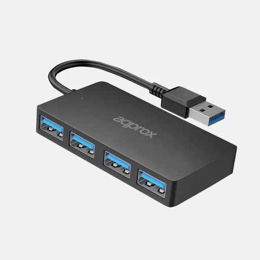 [44359] HUB 4 PUERTOS USB 3.0 NEGRO APPROX