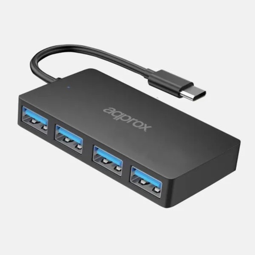 [44358] HUB 4 PUERTOS USB 3.0 A TYPE-C NEGRO APPROX