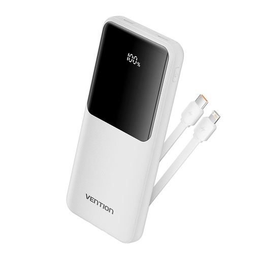 [44011] POWER BANK 10000mAh 22.5W + CABLE USB-C/LIGHTNING BLANCO VENTION