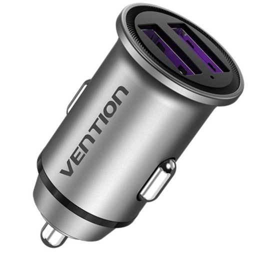 [44003] CARGADOR COCHE 2xUSB-A 30W GRIS VENTION
