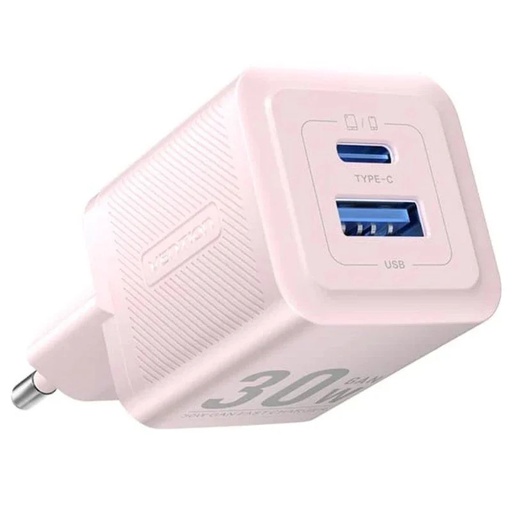 [43999] CARGADOR PARED GAN 30W USB-C/USB-A ROSA VENTION