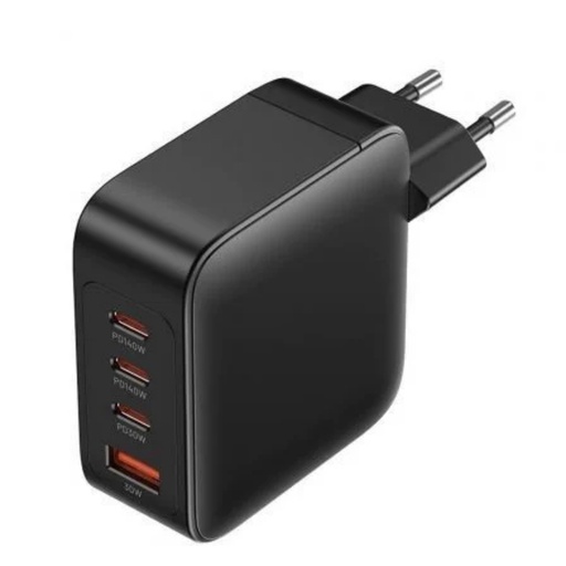 [43990] CARGADOR PARED 140W 3xUSB-C + CABLE USB-C/USB-A NEGRO VENTION