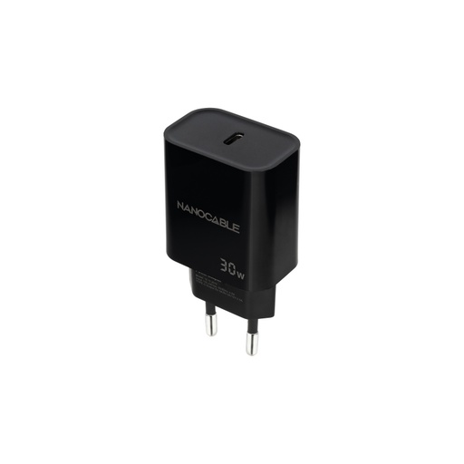 [43543] CARGADOR PARED 1XUSB-C PD 30W NEGRO NANOCABLE