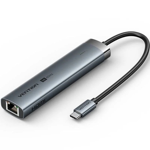 [43202] DOCKING STATION 6 PUERTOS USB-C 1xUSB-C/2xUSB/1xHDMI/RJ45/USB-C PD NEGRO VENTION