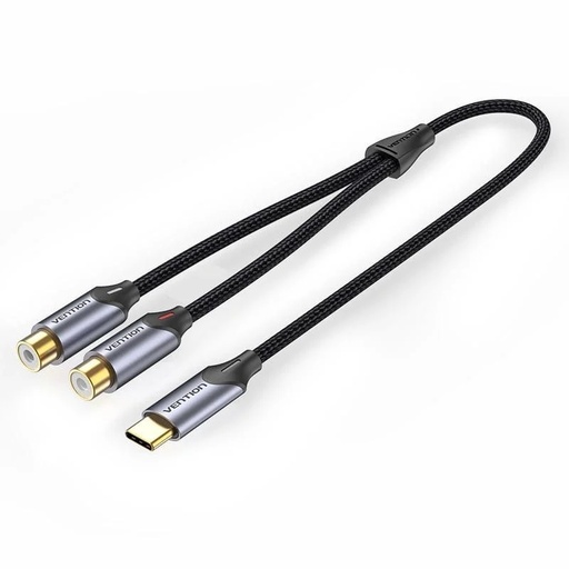 [43127] CONVERSOR USB-C/M A 2x RCA/H 1.5 GRIS VENTION