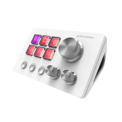 [43107] PLATAFORMA DE CONTROL 6 TECLAS + 3 RUEDAS MSD-TWO BLANCO MARS GAMING