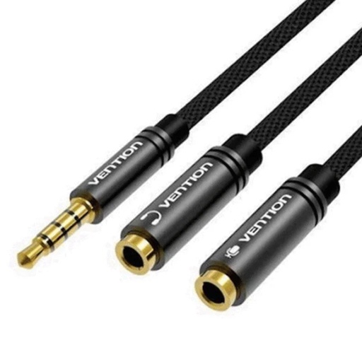 [42946] CABLE AUDIO ESTEREO JACK 3.5/M 2xJACK 3.5/H 0.3 M NEGRO VENTION