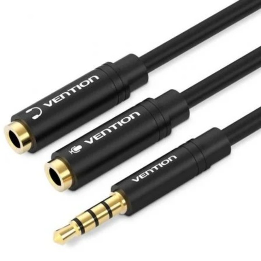 [42942] CABLE AUDIO ESTEREO JACK 3.5/M 2xJACK 3.5/H 0.3 M NEGRO VENTION