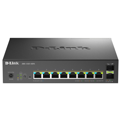 [42745] D-LINK SWITCH 8 PUERTOS 2.5G +2 10 Gbit SFP+ PoE+