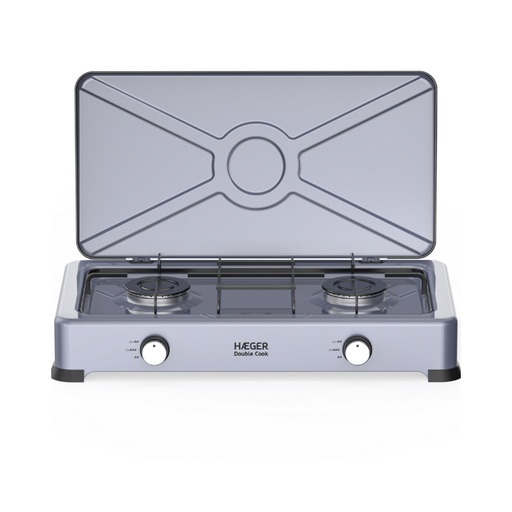 [42691] HORNILLO DE GAS 2 FUEGOS DOUBLE COOK GRIS HAEGER