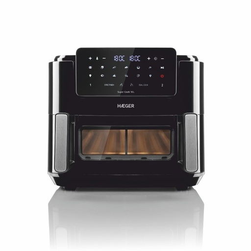 [42690] FREIDORA INTELIGENTE SUPER COOK 10L 2 CUBETAS NEGRO HAEGER