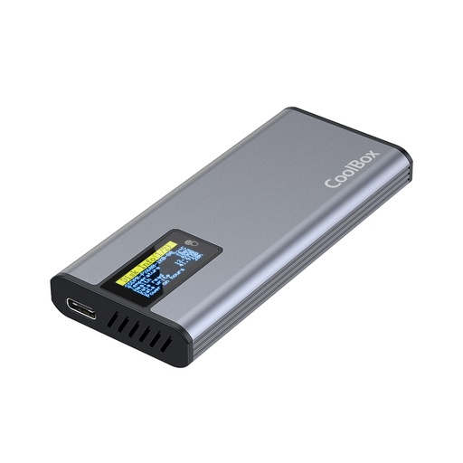 [42031] CAJA EXTERNA SSD M.2 NVMe PS32 CON PANTALLA LCD GRIS COOLBOX