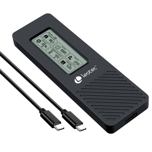 [41943] CAJA EXTERNA SSD M.2 NVMe CON PANTALLA LCD NEGRO LEOTEC