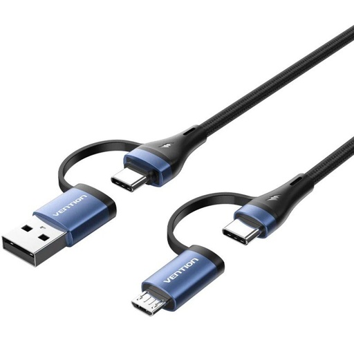 [41915] CABLE USB 2.0 TIPO USB-C/M-USB/M USB-C/M-MICROUSB/M 1 M NEGRO/AZUL VENTION