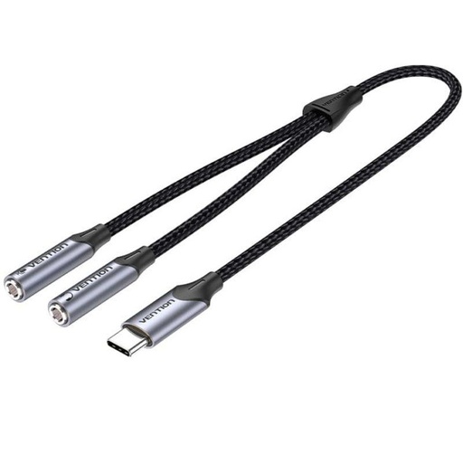 [41908] CONVERSOR USB-C/M A 2x JACK 3.5/H 0.3 GRIS VENTION