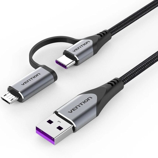 [41905] CABLE USB 2.0/M USB-C/M MICROUSB/M 1 M NEGRO VENTION