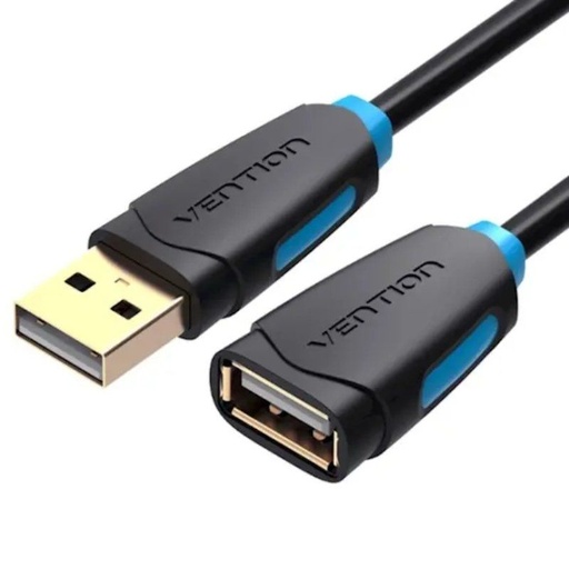 [41786] CABLE ALARGADOR USB 2.0 M/H CONECTOR DORADO 0.5 M NEGRO VENTION