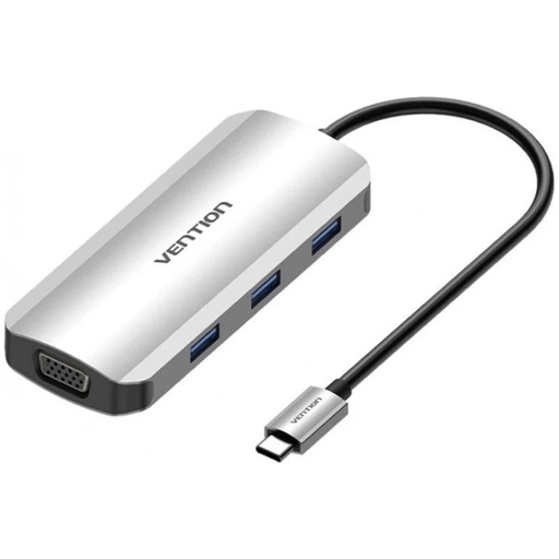 [41633] DOCKING STATION 6 PUERTOS USB-C 1xHDMI/1xVGA/3xUSB-A/1xUSB-C GRIS VENTION