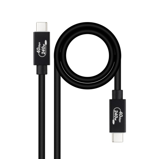 [41622] CABLE USB 4 GEN 3X2 40Gbps 5A/240W USB-C/M USB-C/M 1.8 M NEGRO NANOCABLE