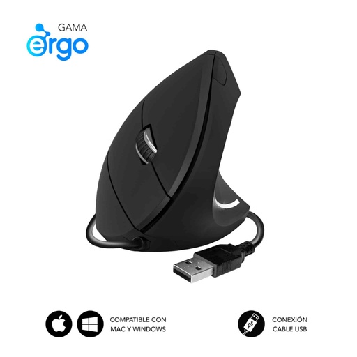 [41541] RATON OPTICO DUAL GLIDE VERTICAL ERGO NEGRO SUBBLIM